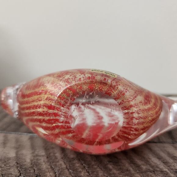 Marcolin Art Crystal Pink Fish w/ 24K Gold Paperweight Made In Italy - Picture 7 of 7